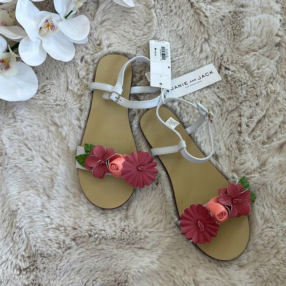 Janie & Jack Flower Sandal White Size 4K - Picture 2 of 6